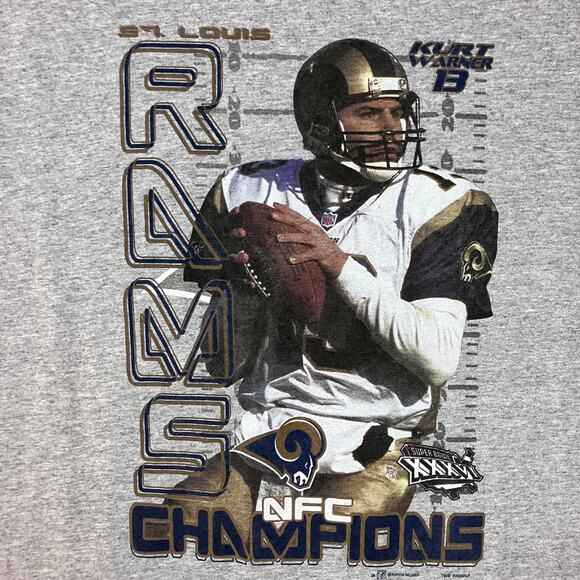 Vintage 2002 St. Louis Rams Kurt Warner NFL Player T-shirt - Picture 10 of 10